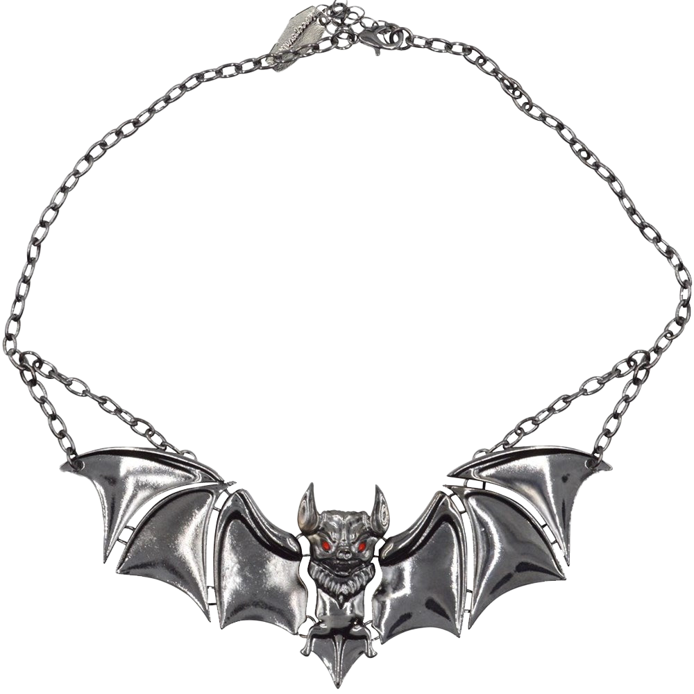 Creature Of The Night Bat Chrome Necklace