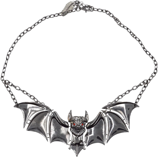 Creature Of The Night Bat Chrome Necklace