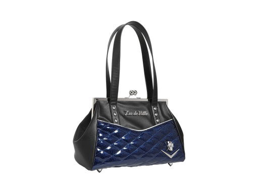 Black & Royal Blue Sparkle Femme Fatale Kiss Lock