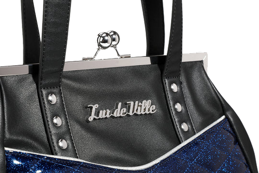 Black & Royal Blue Sparkle Femme Fatale Kiss Lock