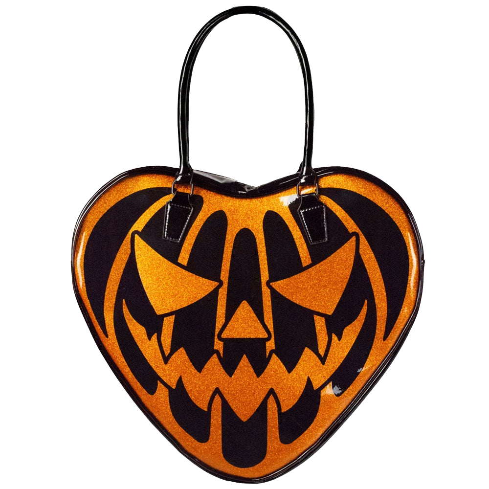 Pumpkin Glitter Heart Bag