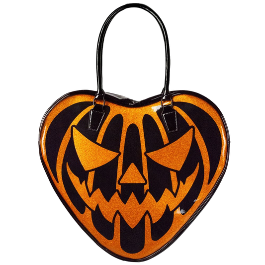 Pumpkin Glitter Heart Bag