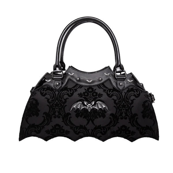 Damask Bat Handbag In Black