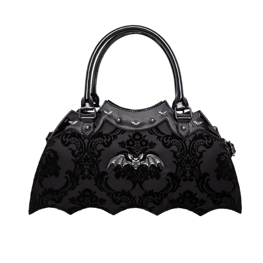 Damask Bat Handbag In Black