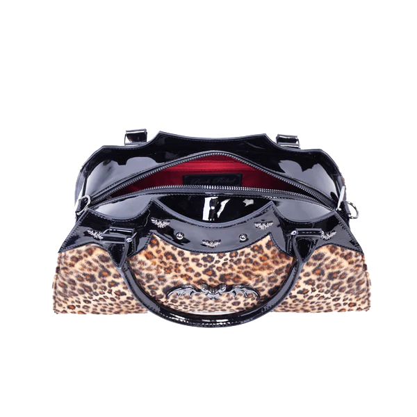 Damask Bat Handbag In Fuzzy Leopard