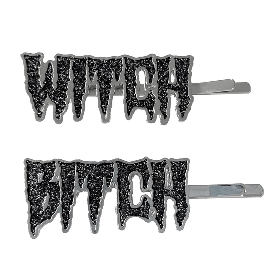 Witch Bitch Text Hair Slides