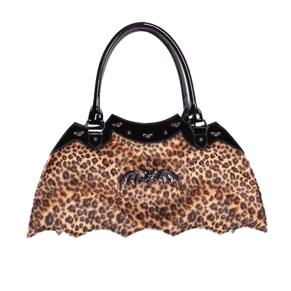 Damask Bat Handbag In Fuzzy Leopard